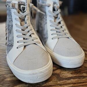 Vintage Havana Gray and White High-Top Sneakers